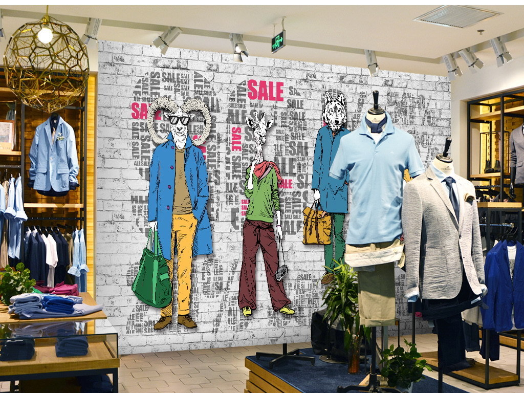 【本作品下载内容为:"手绘动物先生服装店背景墙装饰画"模板,其他内容仅为参考,如需印刷成实物请先认真校稿,避免造成不必要的经济损失。】 【注意】作品授权不包含作品中使用到的字体和摄影图,下载作品后请自行替换。 【声明】未经权利人许可,任何人不得随意使用本网站的原创作品(含预览图),否则将按照我国著作权法的相关规定被要求承担最高达50万元人民币的赔偿责任。所有作品均是用户自行上传分享并拥有版权或使用权,仅供网友学习交流,未经上传用户授权,请勿作他用。