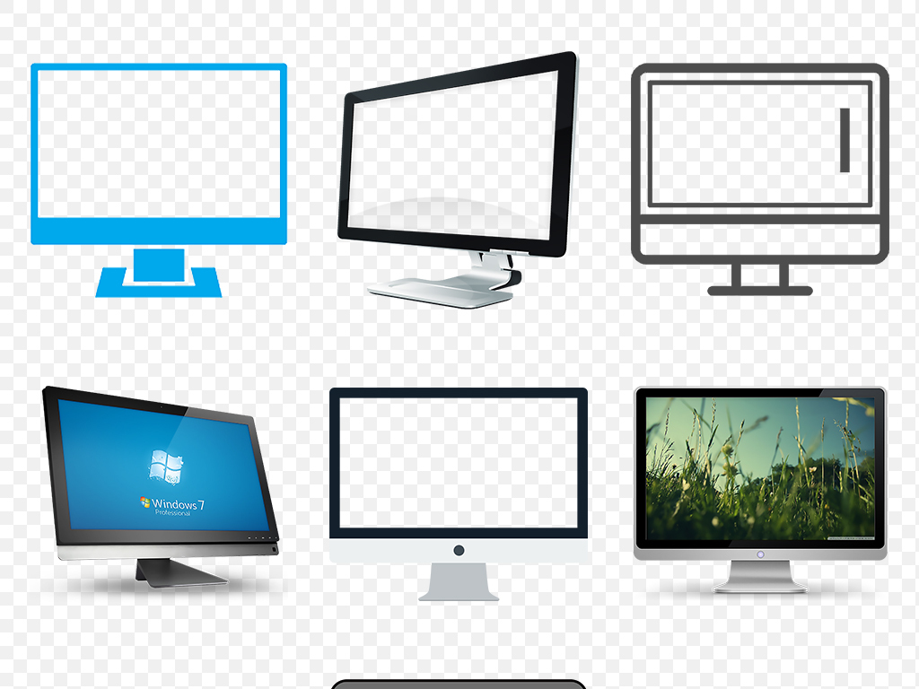 卡通手绘电脑液晶显示器苹果一体机海报素材背