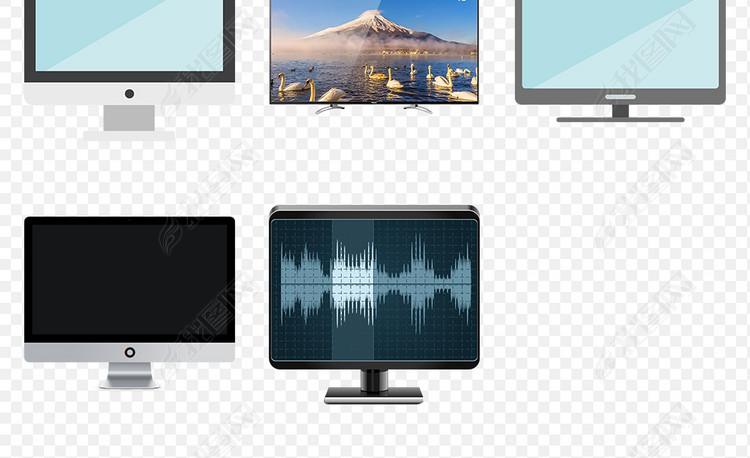 卡通手绘电脑液晶显示器苹果一体机海报素材背