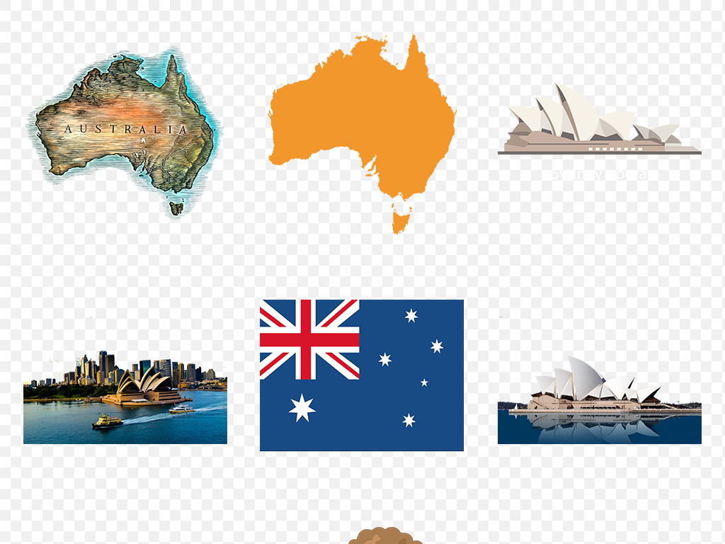 卡通手绘澳大利亚旅游出境游海外代购海报素材
