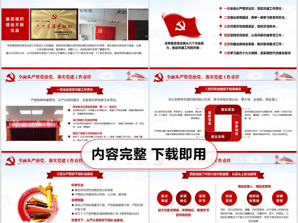 2019基层党委党支部年终工作总结PPT