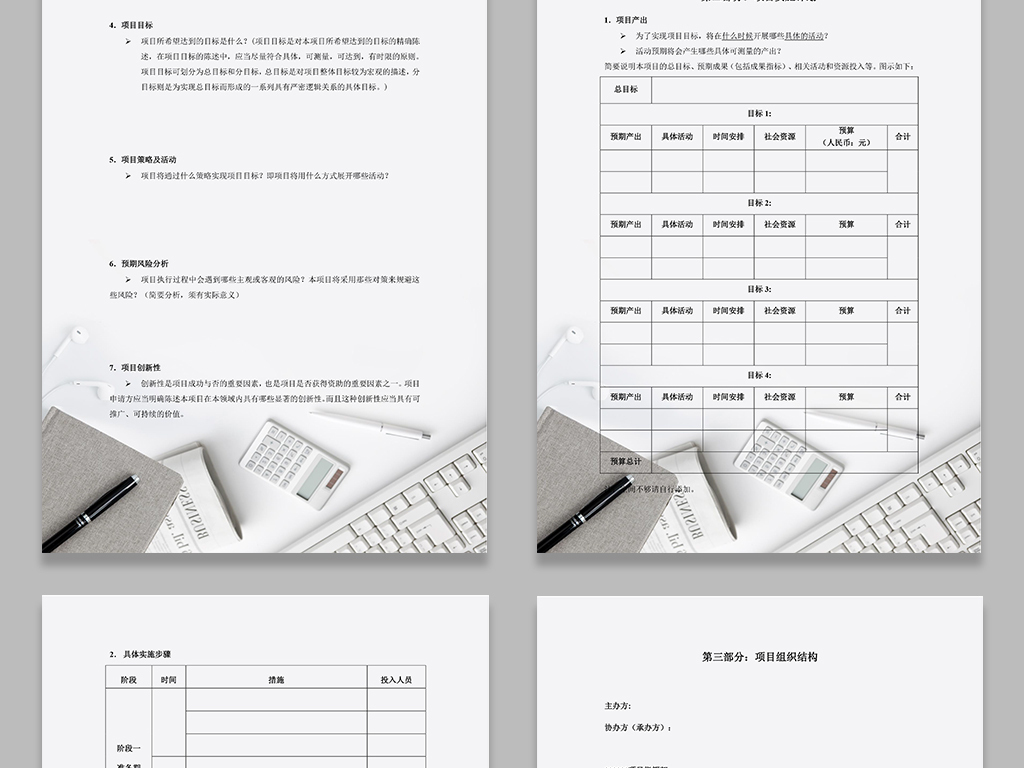 2018项目策划书word模板