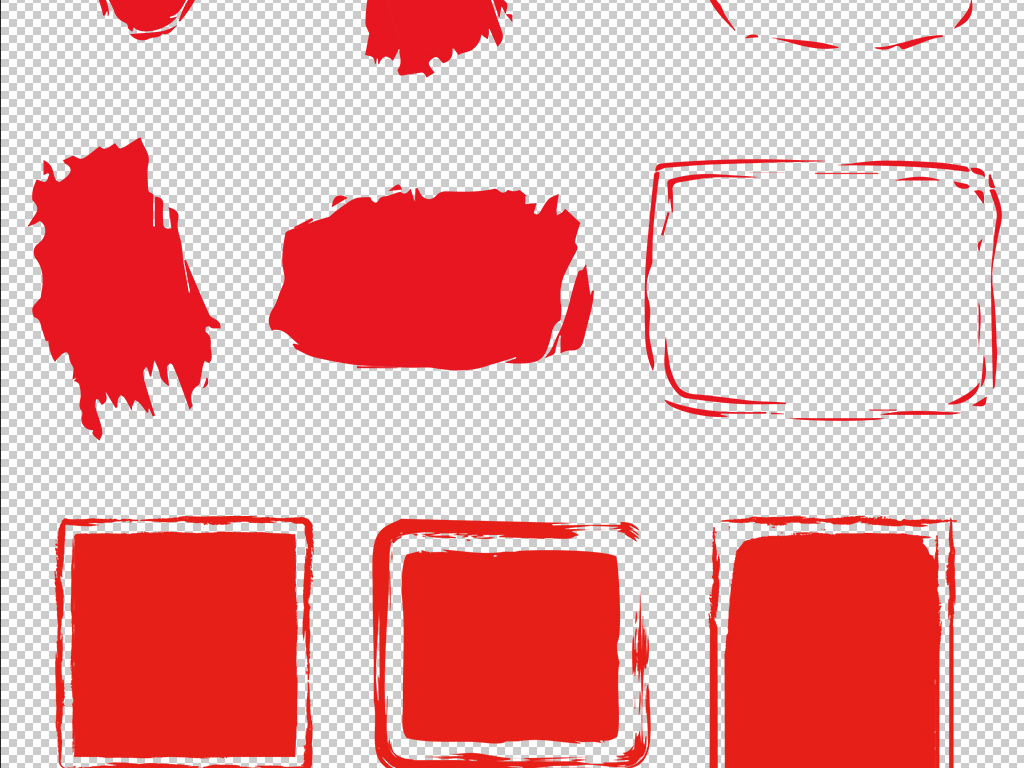 红色边框水墨元素古风传统篆刻印章PSD模板