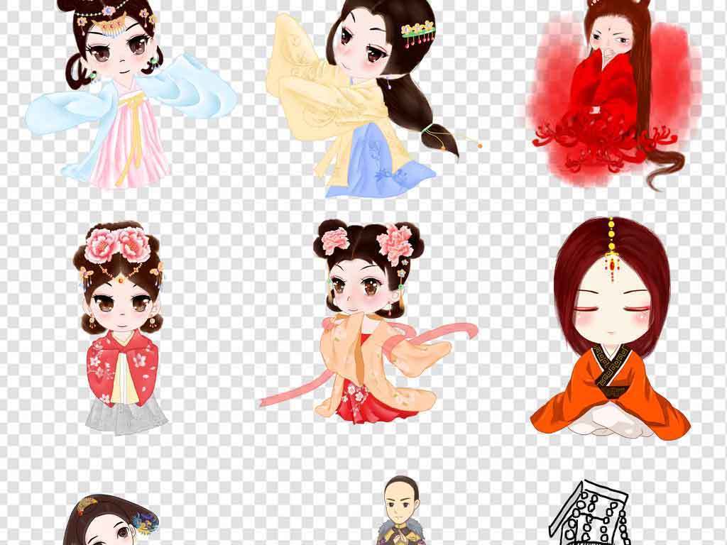Q版古代人物中国风古典宫廷人物可爱卡通