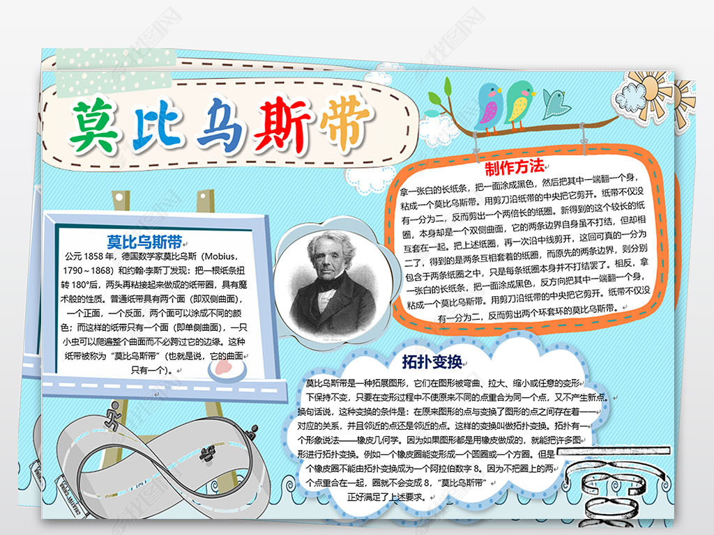 莫比乌斯带制作数学小报word模板