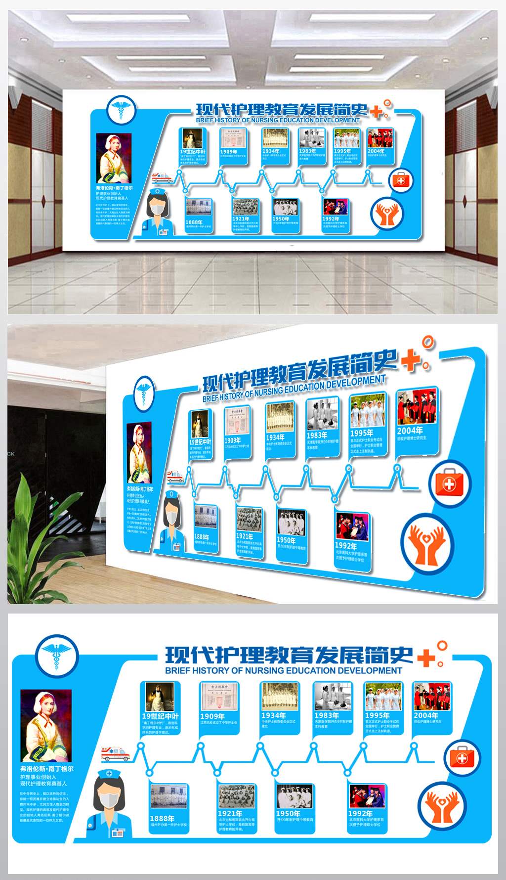 现代护理教育发展简史文化墙