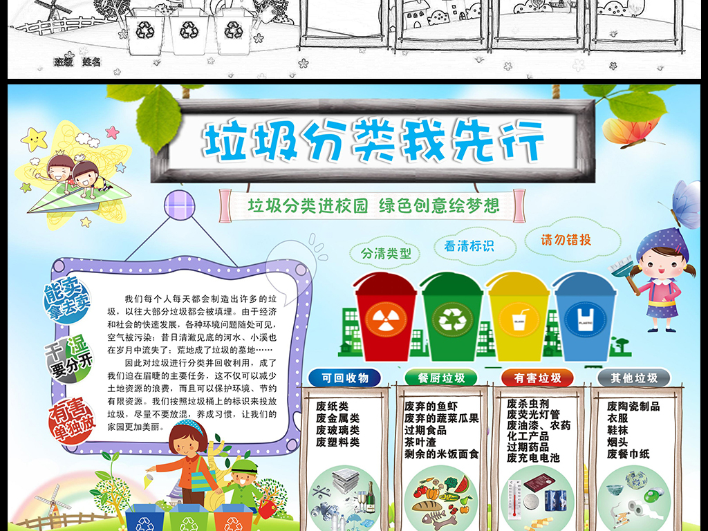 垃圾分类手抄报人口_垃圾分类手抄报(3)