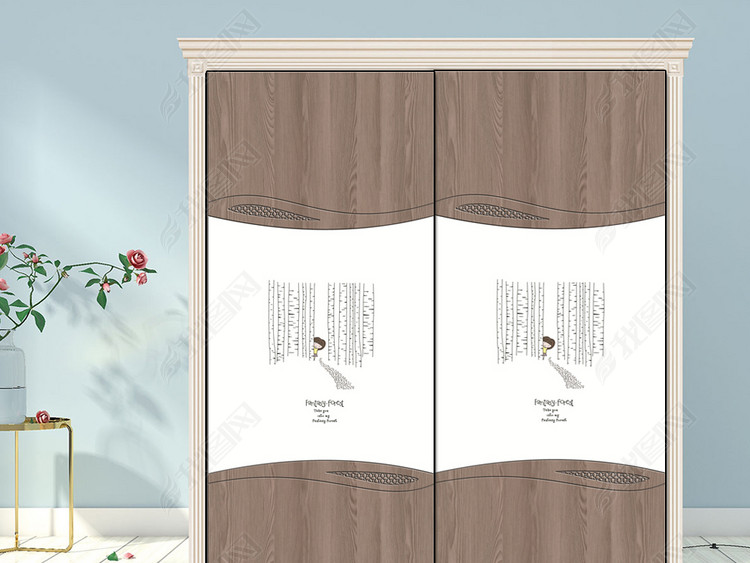 可爱小女孩衣柜移门图片路径