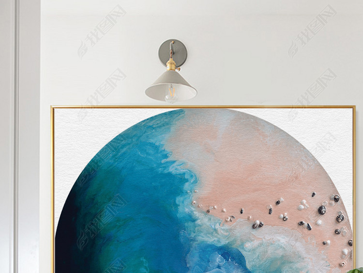 北欧简约唯美风景大海浪花贝壳沙滩现代艺术装