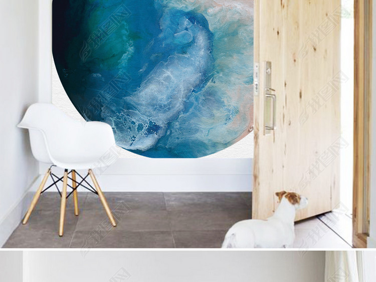 北欧简约唯美风景大海浪花贝壳沙滩现代艺术装