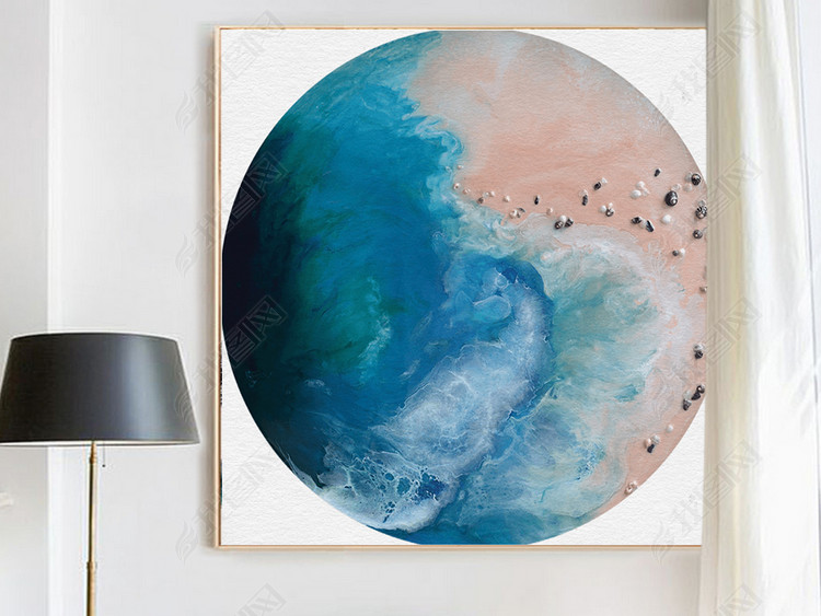 北欧简约唯美风景大海浪花贝壳沙滩现代艺术装