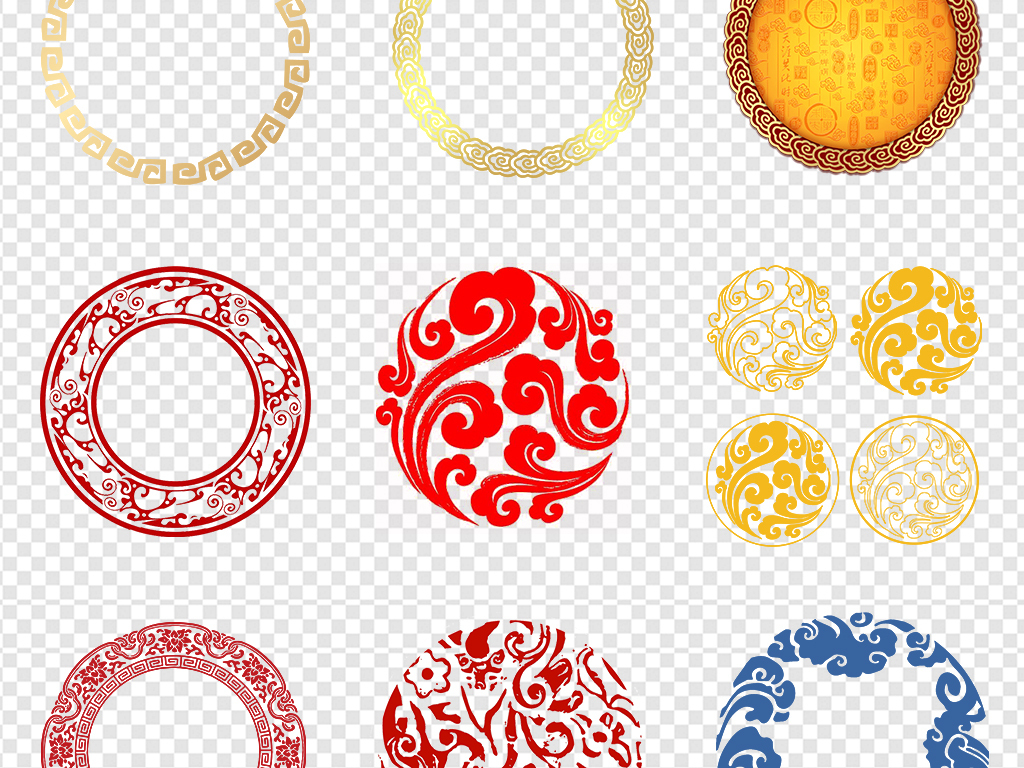 古典花纹中式边框圆形圆环窗花新年图片素材
