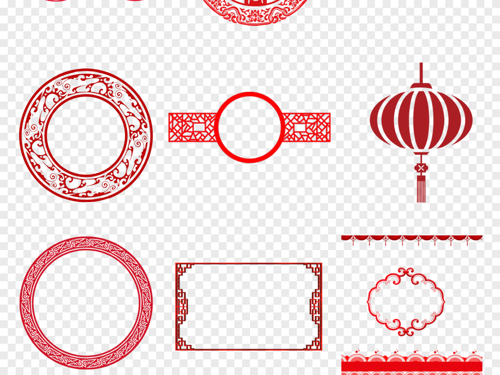中国风传统古典边框花纹新年喜庆边框png素材