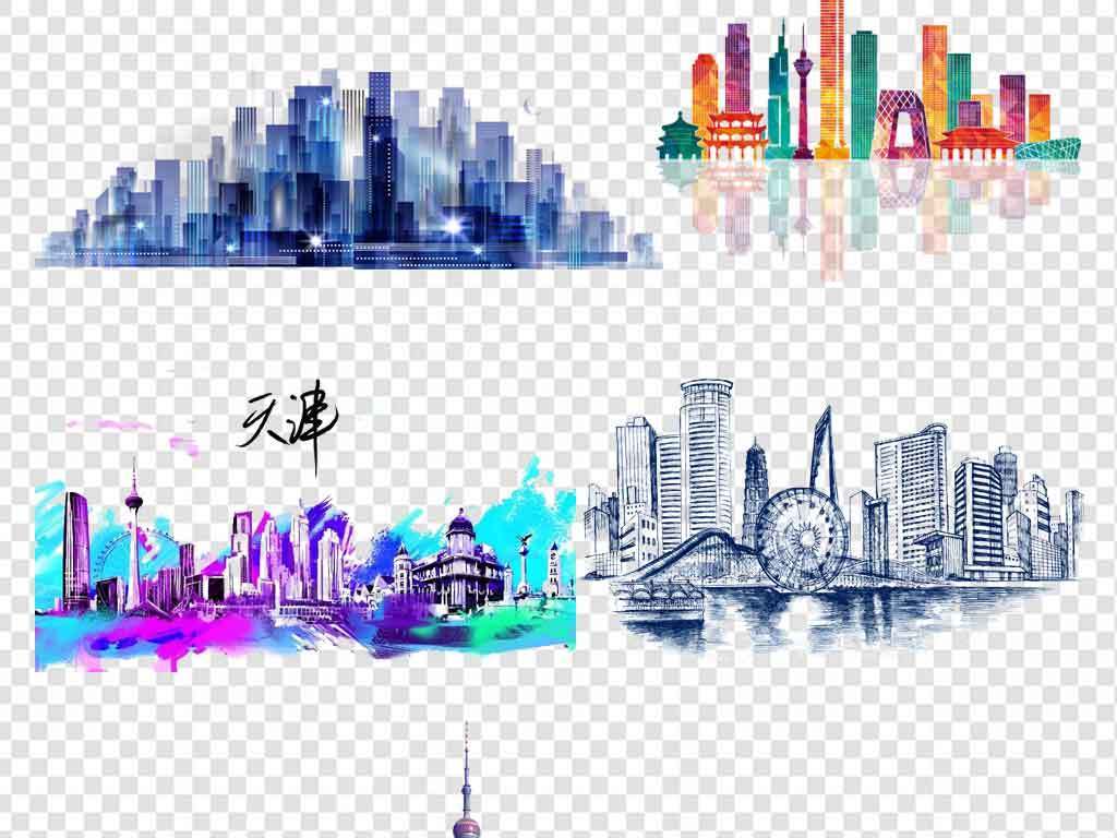 漫画卡通楼房城市线描不规则城市建筑png剪影好难为情图片