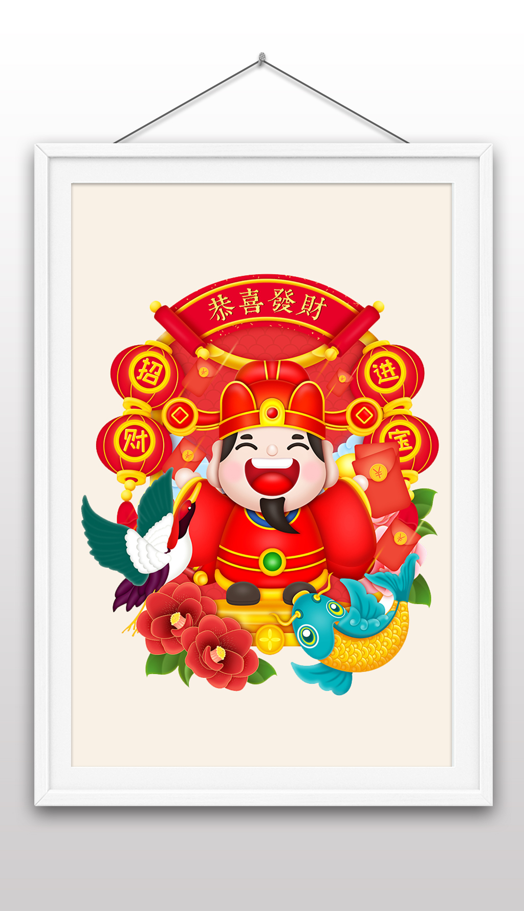原创红色喜庆2019财神新年迎春猪年海报设计PSD高清分层源文件-版权可商用