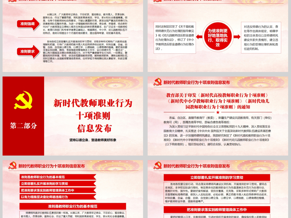 学习解读新时代教师职业行为十项准则PPT模板