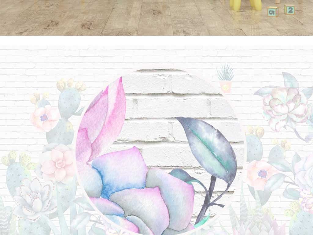 北欧背景墙仙人掌图片设计素材_高清psd模板