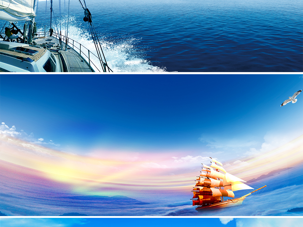 大气企业文化帆船乘风破浪海报banner背景