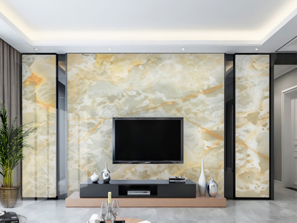 原石玉石大理石纹电视沙发背景墙松花江上