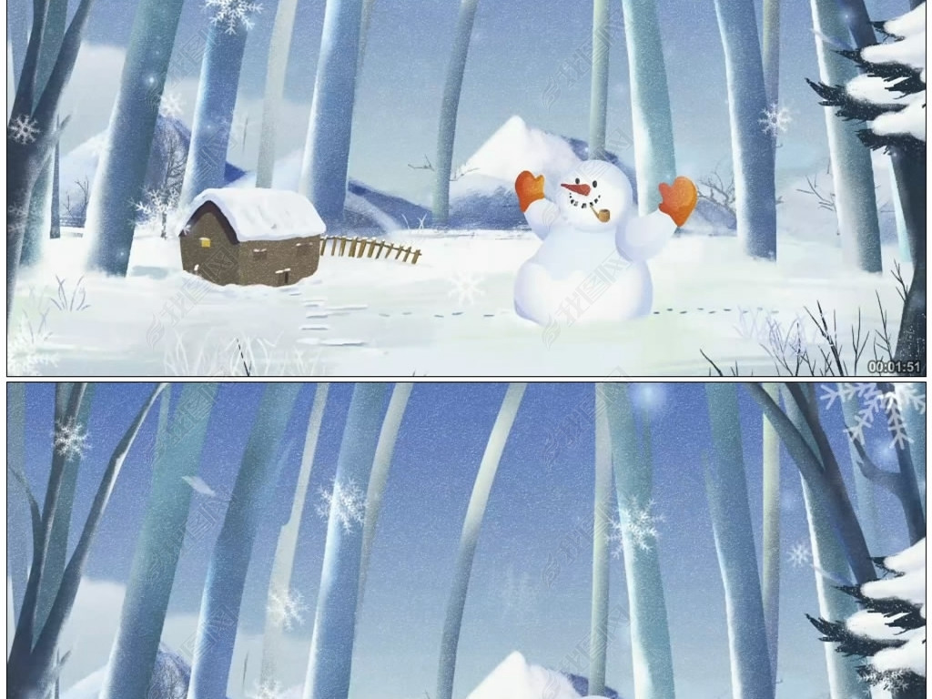 雪绒花华语群星伴奏卡通歌曲视频背景