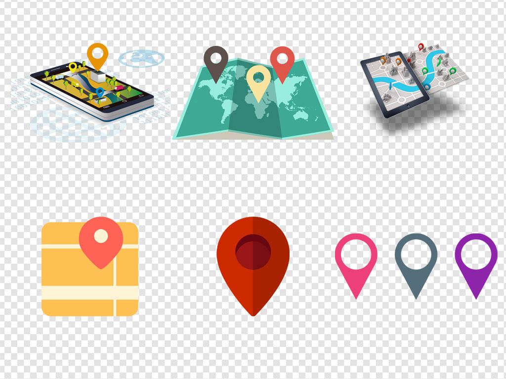 地址定位地图位置坐标图标png海报素材