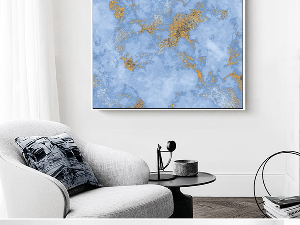 抽象装饰画 ></p></a> 现代客厅创意抽象蓝色艺术晶瓷画北欧装饰画  素材图片