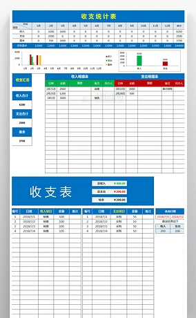 个人家庭公司收支明细表格模板记账本