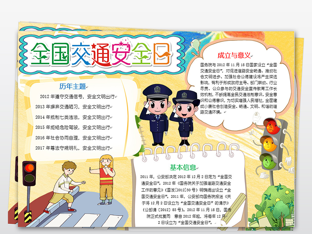 全国交通安全反思日小报教育手抄报电子小报