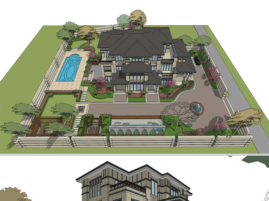 欧式新古典风格独栋别墅建筑设计方案