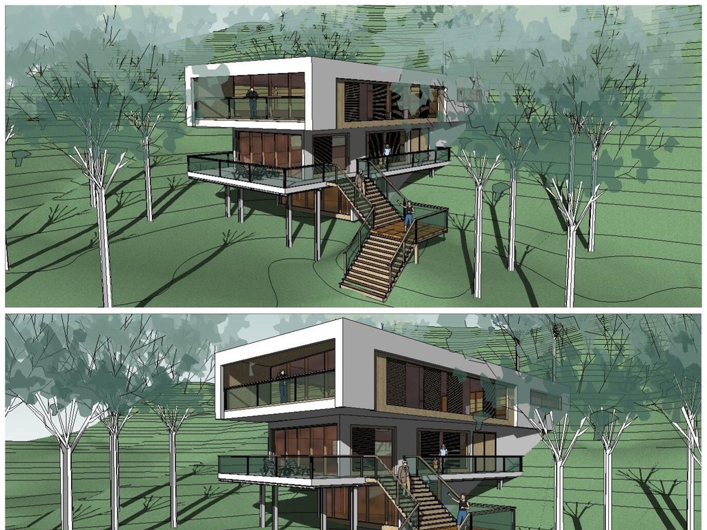 原创精品现代风格山地别墅建筑会所建筑su模型版权可商用