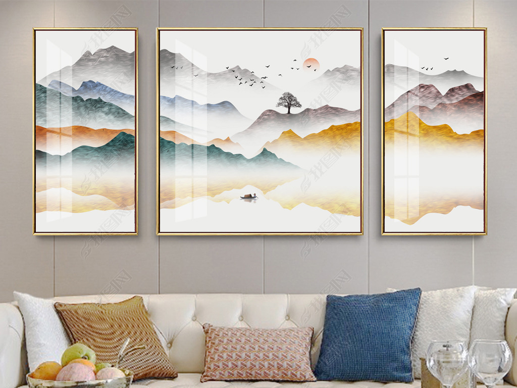 装饰画客厅挂画组合式 jpg