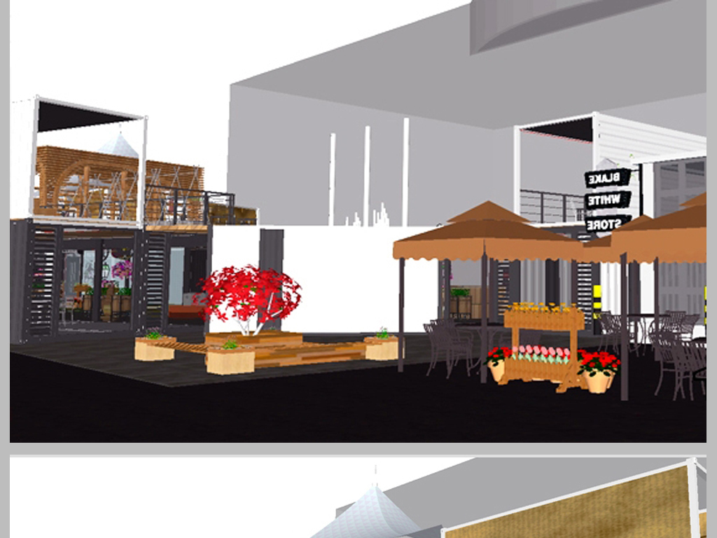 集装箱商业小镇SU模型