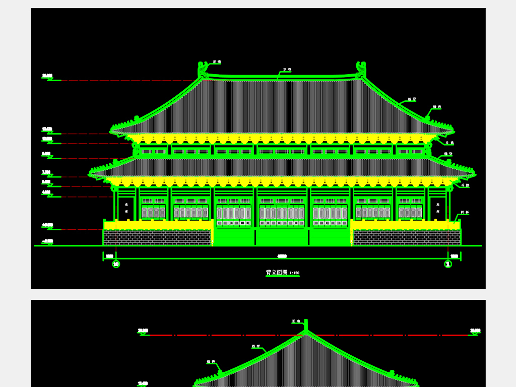 仿宋式大雄宝殿建筑结构cad施工图纸