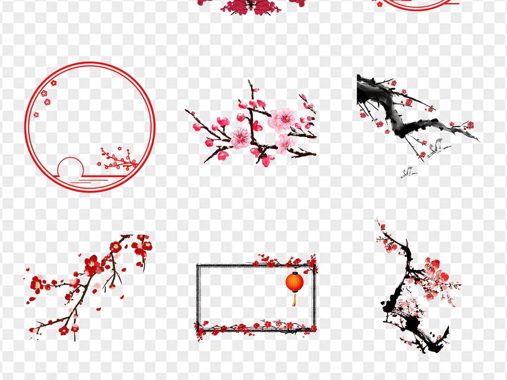 水墨梅花古典风边框中国风海报素材展板PPT透
