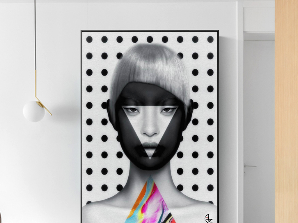 北欧黑白抽像手绘美女人物油画现代艺术家居装饰画