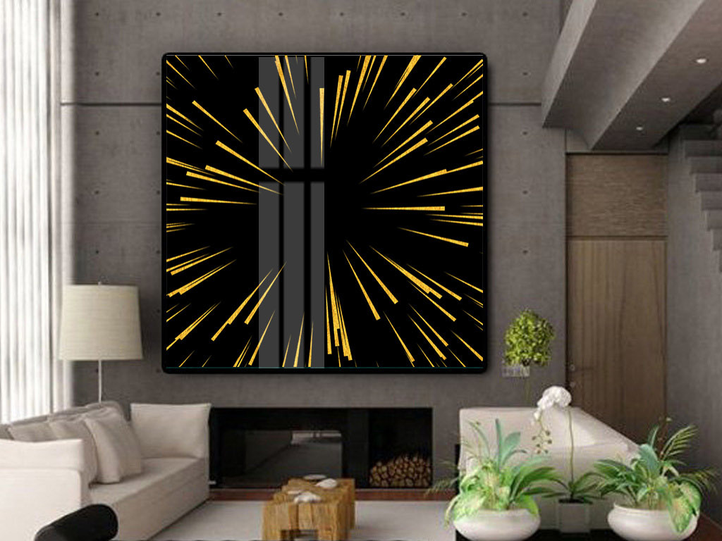 现代艺术金泊几何金箔抽象简约风格装饰画