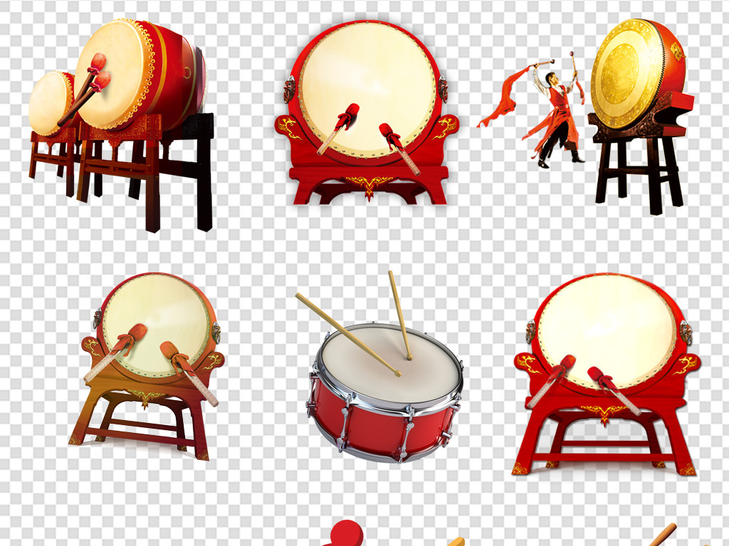 2019新年春节过年敲鼓击鼓海报素材PNG