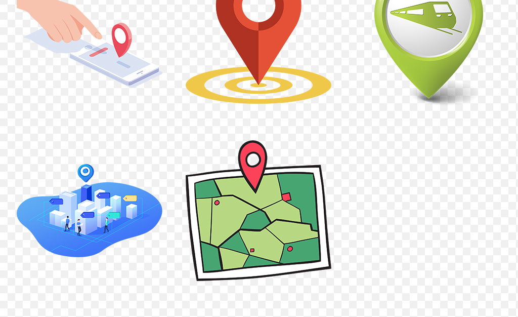 卡通手绘地图卫星定位图标海报素材背景图片P