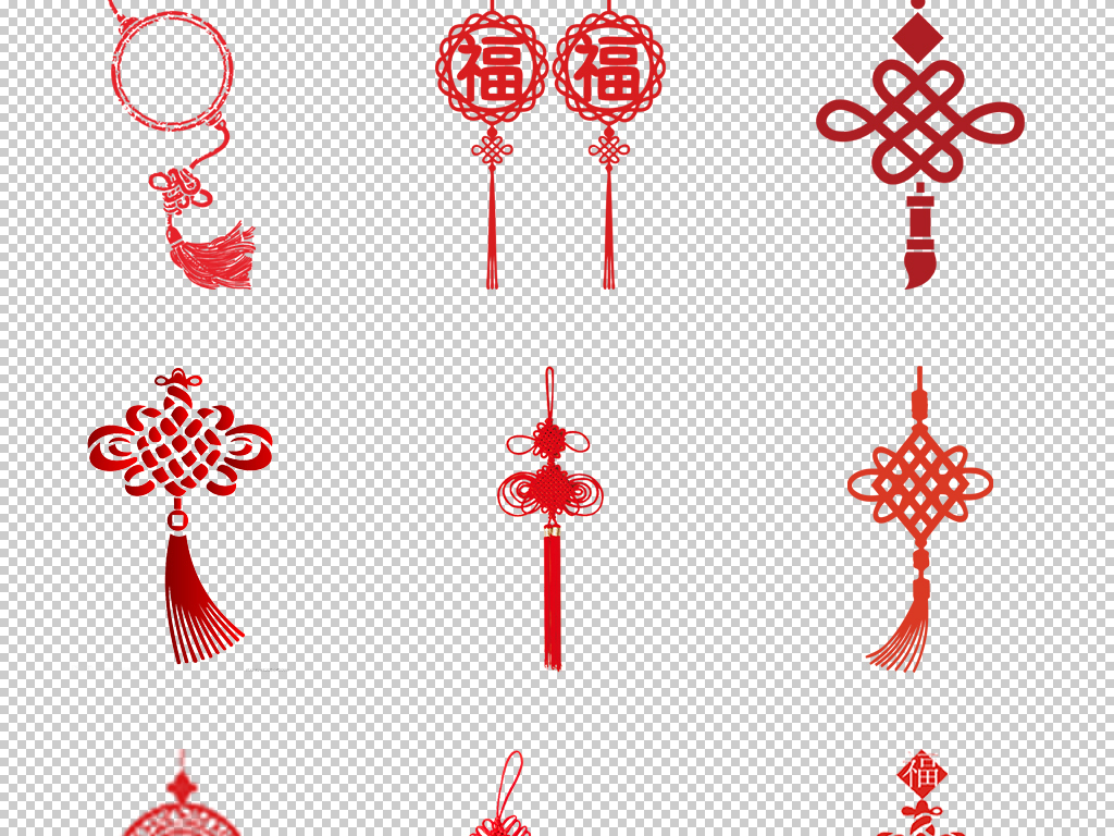 创意红色喜庆中国风新年元素中国结png免扣透