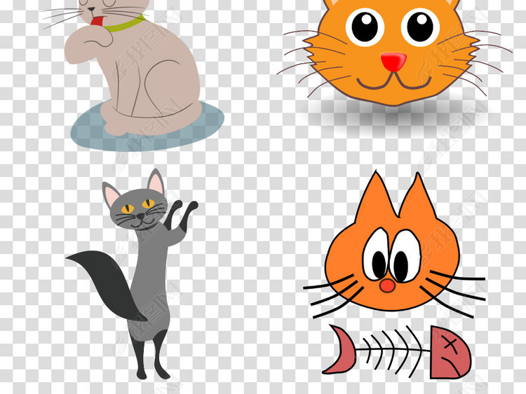 卡通猫手绘猫可爱小猫咪海报素材背景图片