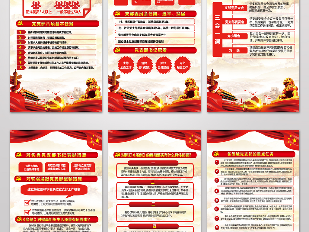 全套学习中国共产党支部工作条例展板挂图