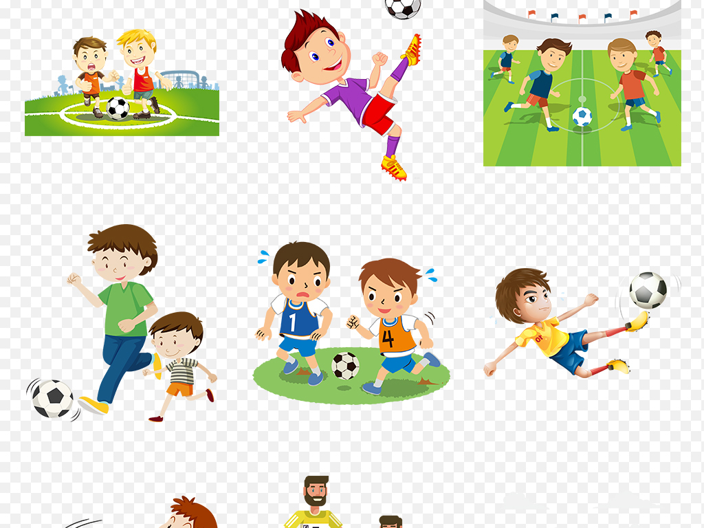 卡通手绘儿童踢足球运动人物海报素材背景图片