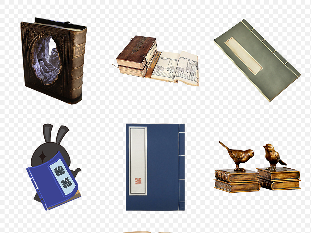 古代古风复古书籍阅读读书学习书本海报素材背