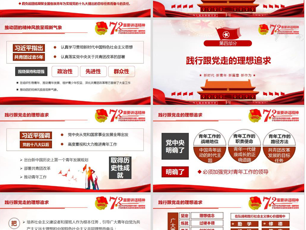 72重要讲话精神团委团课五四青年节PPT含wo