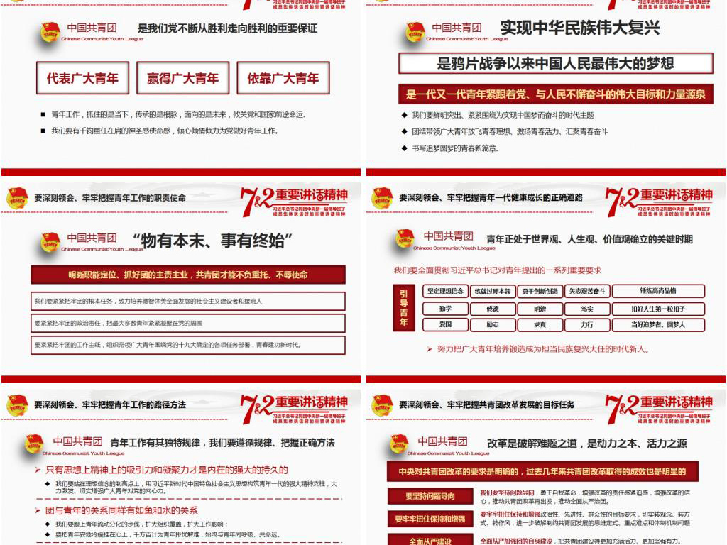 三论72重要讲话精神团委团课五四青年节PPT