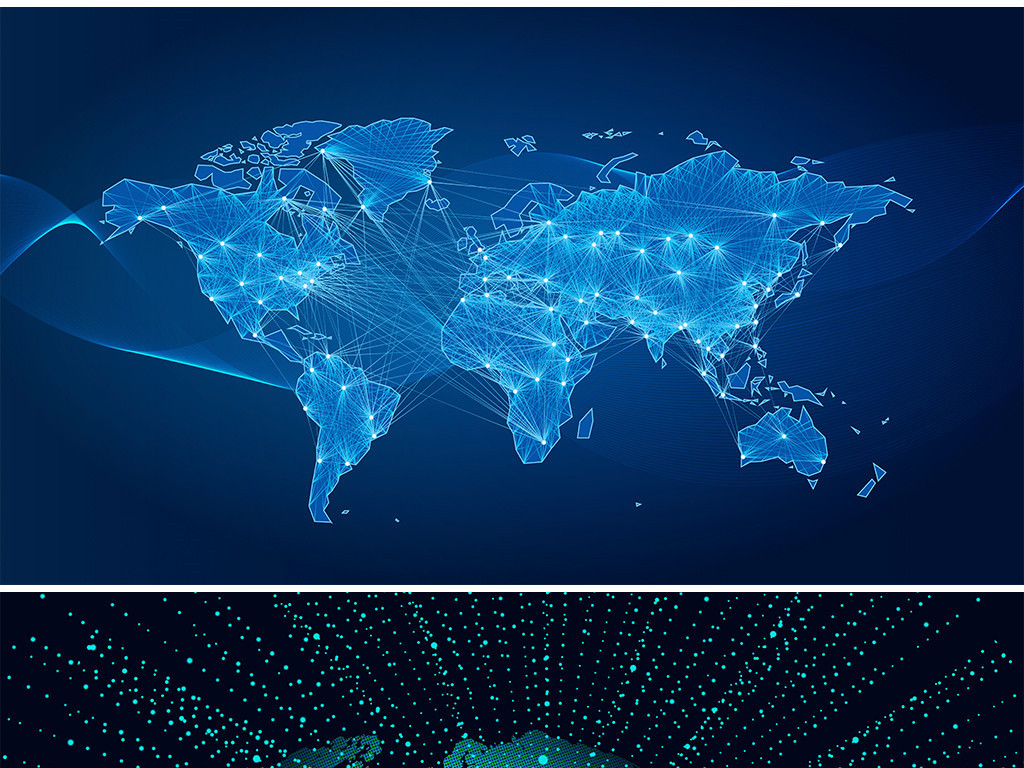 高清蓝色地球世界地图全球化科技商务大数据海