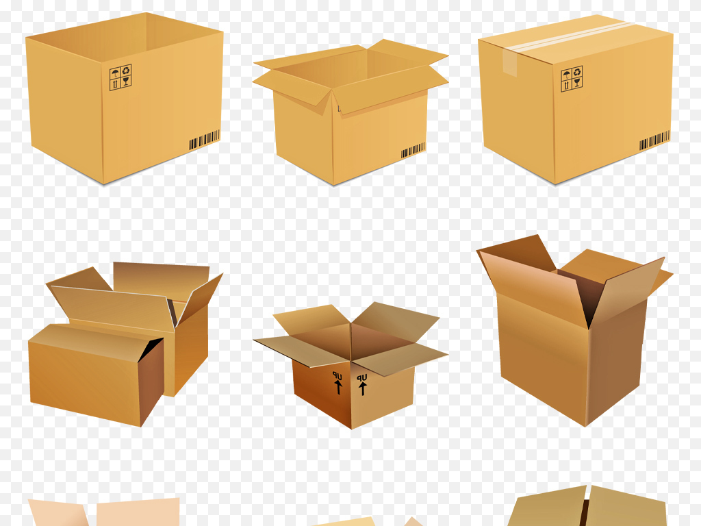 卡通矢量快递包裹纸盒子png免扣图片海报素材