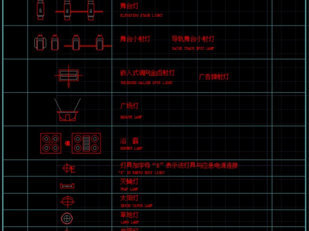 原创机电图例规范灯具装置符号cad图集