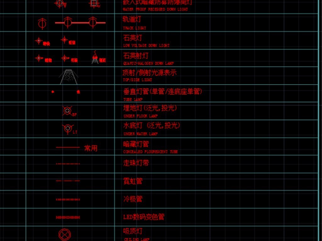 原创机电图例规范灯具装置符号cad图集