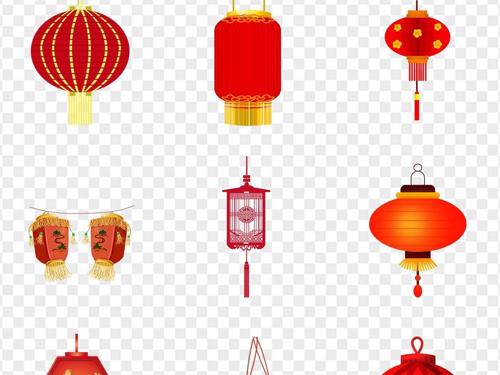 创意2019新年手绘灯笼海报PPT展板素材PNG